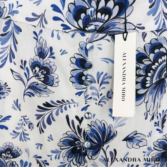 ALEXANDRA MIRO **NWT** Delliah China Blue Floral Print Cotton Skirt -my Theresa - Picture 7 of 10